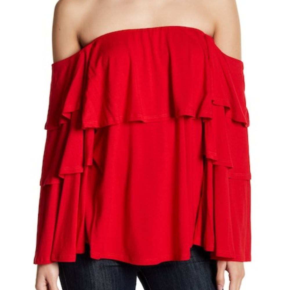VAVA BY JOY HAN OFF SHOULDER RED TOP - Picture 2 of 3